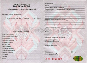 Аттестат о Полном Среднем Образовании Беларуси 2019г в Вологде